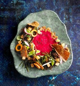 verduras con salmon ahumado