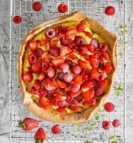 postre de mango y fresa