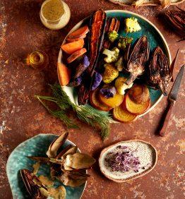 verduras la horno con salsa romescu