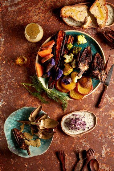 verduras la horno con salsa romescu
